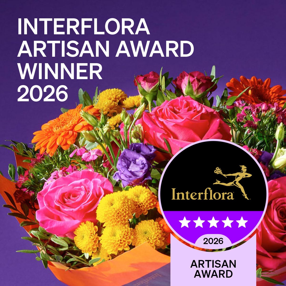 Welch the Florist Interflora five star Artisan Award 2026